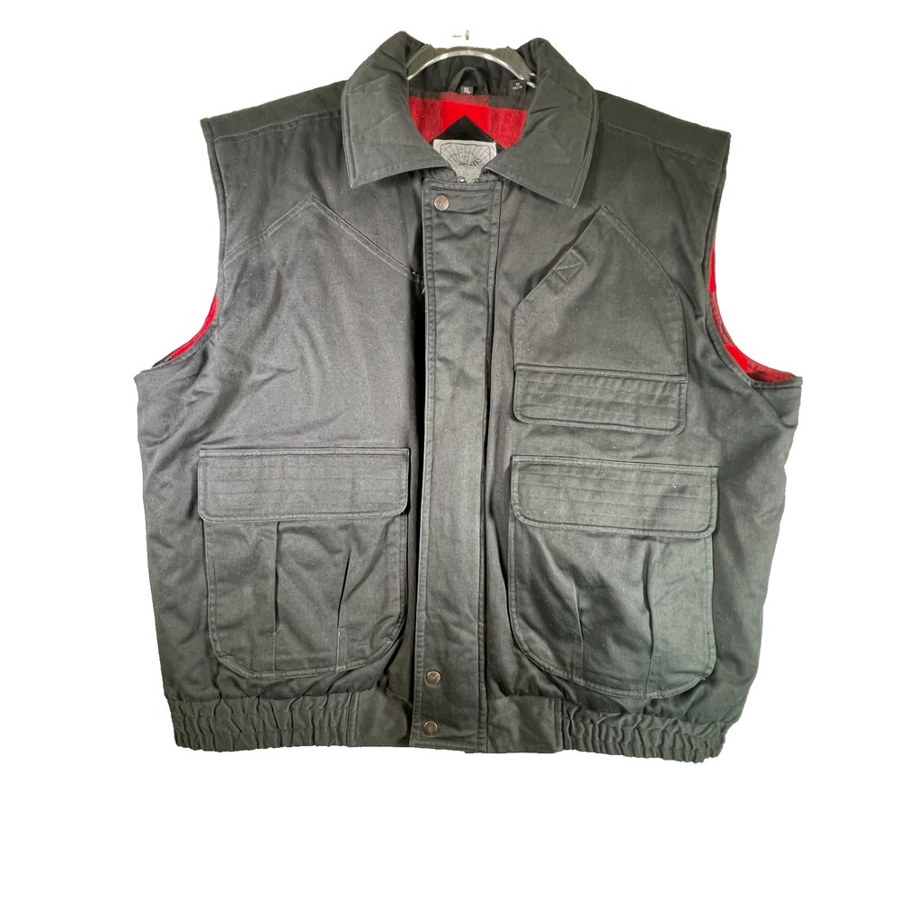 Expeditions Insulated Vest‎ Men's XL Black Buffalo Plaid Lined Zip Work Outdoors